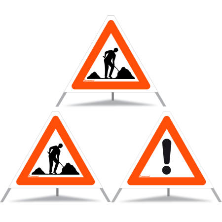 TRIOPAN Faltsignal 60 Tagesleuchtend Kombi mit Etui (2x Baustelle - Andere Gefahren)