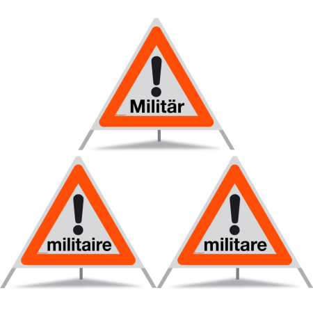 TRIOPAN Faltsignal 90 R1 Reflektierend Kombi mit Etui (Militär - militaire - militare)