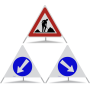 TRIOPAN Faltsignal 90 R2 Retro-reflektierend Kombi mit Etui (Baustelle - Links umfahren - Rechts umfahren)
