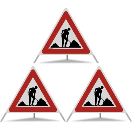 TRIOPAN Faltsignal 90 R2 Retro-reflektierend mit Etui (3x Baustelle)