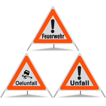 TRIOPAN Faltsignal 90 Kombi R1 Reflektierend mit Etui (Feuerwehr - Oelunfall - Unfall)