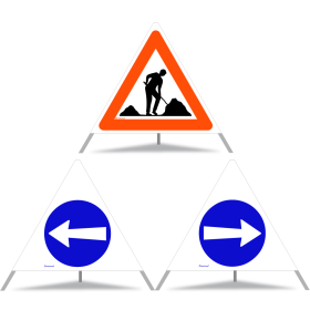 TRIOPAN Faltsignal 90 Tagesleuchtend Kombi mit Etui (Baustelle - Fahrtrichtung links - Fahrtrichtung rechts) TRIOPAN Faltsignal 90 Tagesleuchtend Kombi mit Etui (Baustelle - Fahrtrichtung links - Fahrtrichtung rechts)