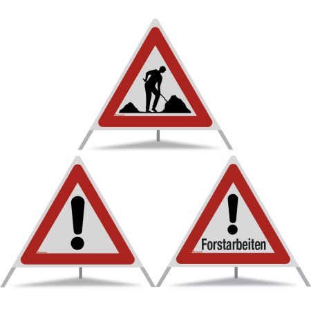 TRIOPAN Faltsignal 90 Kombi R2 Retro-reflektierend mit Etui (Baustelle - Andere Gefahren - Forstarbeiten)