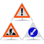 TRIOPAN Faltsignal 90 Kombi R1 Reflektierend mit Etui (Andere Gefahren - Baustelle - Links umfahren)