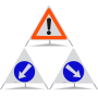 TRIOPAN Faltsignal 90 Kombi R1 Reflektierend mit Etui (Andere Gefahren - Links umfahren - Rechts umfahren)