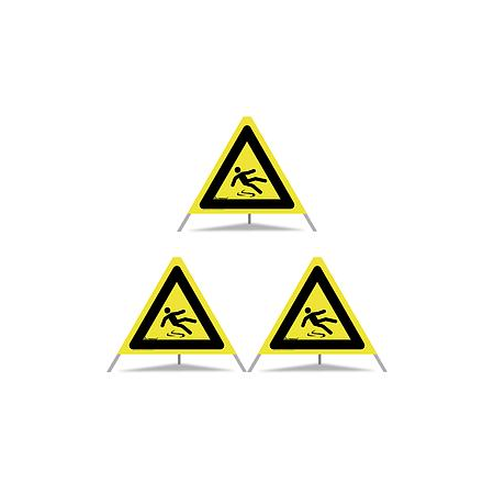 TRIOPAN Faltsignal 60 R1 Reflektierend mit Etui (3x Rutschgefahr)