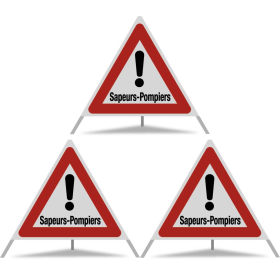 TRIOPAN Faltsignal 90 R2 Retro-reflektierend mit Etui (3x Sapeurs-Pompiers)