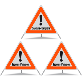 TRIOPAN Faltsignal 90 R1 Reflektierend mit Etui (3x Sapeurs-Pompiers)