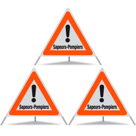 TRIOPAN Faltsignal 90 R1 Reflektierend mit Etui (3x Sapeurs-Pompiers)