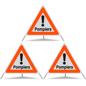 TRIOPAN Faltsignal 90 R1 Reflektierend mit Etui (3x Pompiers)