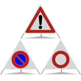 TRIOPAN Faltsignal 90 R2 Retro-reflektierend Kombi mit Etui (Andere Gefahren - Parkieren verboten - Fahrverbot)