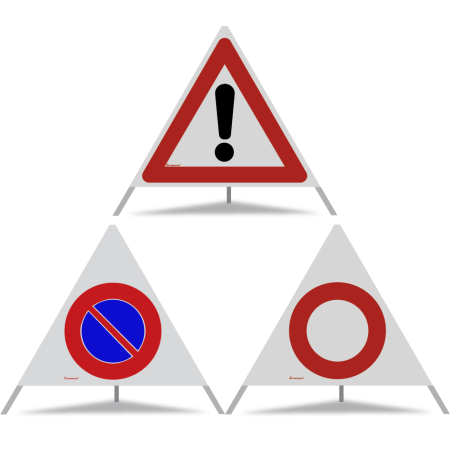 TRIOPAN Faltsignal 90 R2 Retro-reflektierend Kombi mit Etui (Andere Gefahren - Parkieren verboten - Fahrverbot)