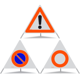 TRIOPAN Faltsignal 90 R1 Reflektierend Kombi mit Etui (Andere Gefahren - Parkieren verboten - Fahrverbot)