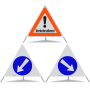 TRIOPAN Faltsignal 90 R1 Reflektierend Kombi mit Etui (Verkehrsdienst - Links umfahren - Rechts umfahren)