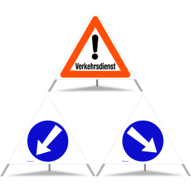 TRIOPAN Faltsignal 90 Tagesleuchtend Kombi mit Etui (Verkehrsdienst - Links umfahren - Rechts umfahren) TRIOPAN Faltsignal 90 Tagesleuchtend Kombi mit Etui (Verkehrsdienst - Links umfahren - Rechts umfahren)