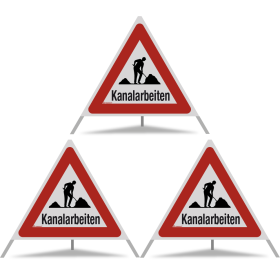 TRIOPAN Faltsignal 90 R2 Retro-reflektierend mit Etui (3x Kanalarbeiten)