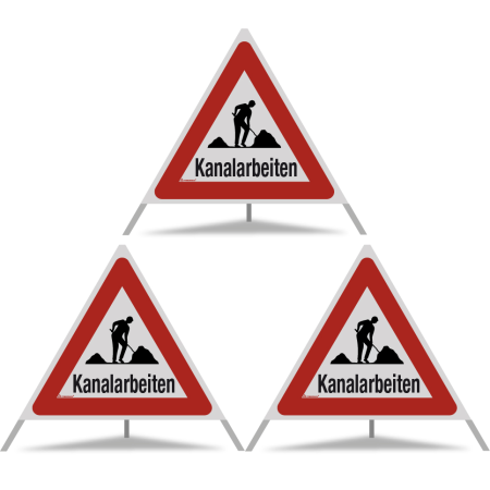 TRIOPAN Faltsignal 90 R2 Retro-reflektierend mit Etui (3x Kanalarbeiten)