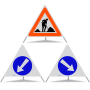 TRIOPAN Faltsignal 90 R1 Reflektierend Kombi mit Etui (Baustelle - Links umfahren - Rechts umfahren)