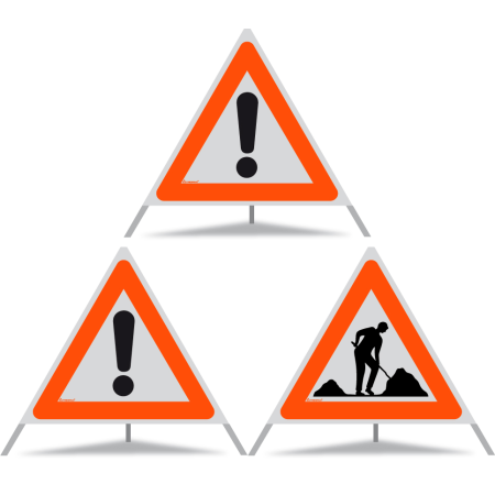 TRIOPAN Faltsignal 90 R1 Reflektierend Kombi mit Etui (2x Andere Gefahren - Baustelle)