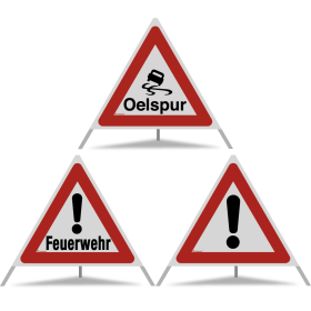 TRIOPAN Faltsignal 90 R2 Retro-reflektierend Kombi mit Etui (Oelspur - Feuerwehr - Andere Gefahren)