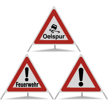 TRIOPAN Faltsignal 90 R2 Retro-reflektierend Kombi mit Etui (Oelspur - Feuerwehr - Andere Gefahren)