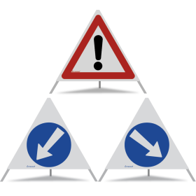 TRIOPAN Faltsignal 70 R2 Retro-reflektierend Kombi mit Etui (Andere Gefahren - Links umfahren - Rechts umfahren)