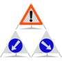 TRIOPAN Faltsignal 70 R1 Reflektierend Kombi mit Etui (Andere Gefahren - Links umfahren - Rechts umfahren)