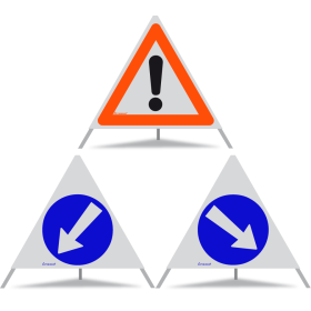 TRIOPAN Faltsignal 70 R1 Reflektierend Kombi mit Etui (Andere Gefahren - Links umfahren - Rechts umfahren)