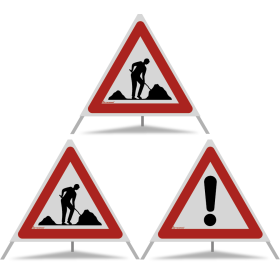 TRIOPAN Faltsignal 70 R2 Retro-reflektierend Kombi mit Etui (2x Baustelle - Andere Gefahren)