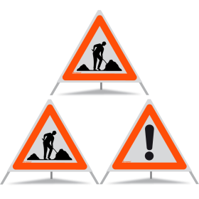 TRIOPAN Faltsignal 70 R1 Reflektierend Kombi mit Etui (2x Baustelle - Andere Gefahren)