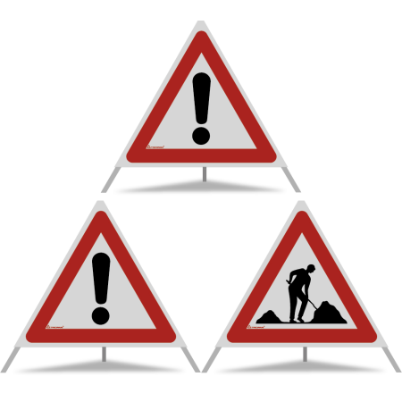 TRIOPAN Faltsignal 70 R2 Retro-reflektierend Kombi mit Etui (2x Andere Gefahren - Baustelle)