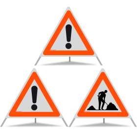 TRIOPAN Faltsignal 70 R1 Reflektierend Kombi mit Etui (2x Andere Gefahren - Baustelle)