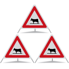 TRIOPAN Faltsignal 60 R2 Retro-reflektierend mit Etui (3x Kuhsymbol)