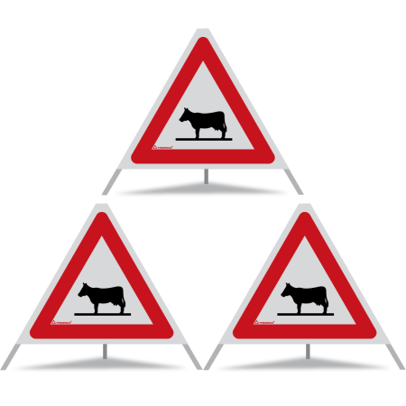 TRIOPAN Faltsignal 60 R2 Retro-reflektierend mit Etui (3x Kuhsymbol)