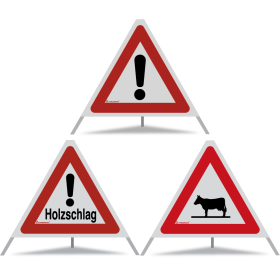 TRIOPAN Faltsignal 60 R2 Retro-reflektierend Kombi mit Etui (Andere Gefahren - Holzschlag - Kuhsymbol)