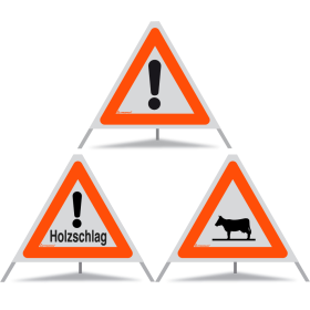 TRIOPAN Faltsignal 60 R1 Reflektierend Kombi mit Etui (Andere Gefahren - Holzschlag - Tiere)