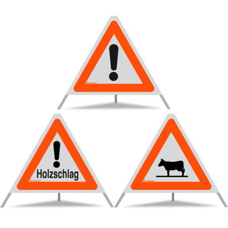 TRIOPAN Faltsignal 60 R1 Reflektierend Kombi mit Etui (Andere Gefahren - Holzschlag - Tiere)
