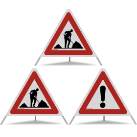 TRIOPAN Faltsignal 60 R2 Retro-reflektierend Kombi mit Etui (2x Baustelle - Andere Gefahren)