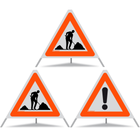 TRIOPAN Faltsignal 60 R1 Reflektierend Kombi mit Etui (2x Baustelle - Andere Gefahren)