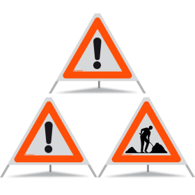 TRIOPAN Faltsignal 60 R1 Reflektierend Kombi mit Etui (2x Andere Gefahren - Baustelle)