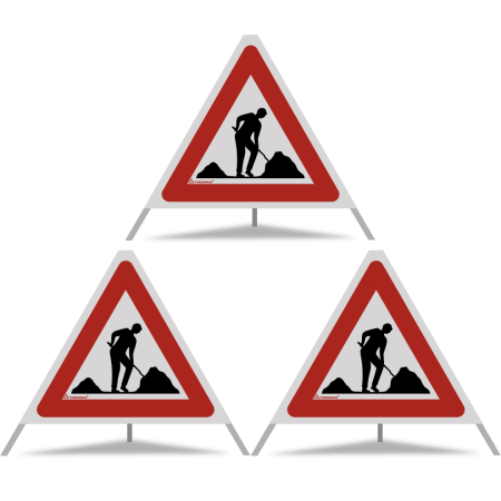 TRIOPAN Faltsignal 60 R2 Retro-reflektierend mit Etui (3x Baustelle)