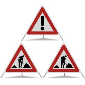 TRIOPAN Faltsignal 90 R2 Retro-reflektierend Kombi mit Etui (2x Baustelle - Andere Gefahren)