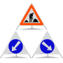 TRIOPAN Faltsignal 70 R1 Reflektierend Kombi mit Etui (Baustelle - Links umfahren - Rechts umfahren)