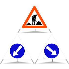 TRIOPAN Faltsignal 90 Tagesleuchtend Kombi mit Etui (Baustelle - Links umfahren - Rechts umfahren) TRIOPAN Faltsignal 90 Tagesleuchtend Kombi mit Etui (Baustelle - Links umfahren - Rechts umfahren)