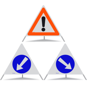TRIOPAN Faltsignal 90 R1 Reflektierend Kombi mit Etui (Andere Gefahren - Links umfahren - Rechts umfahren)