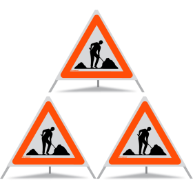 TRIOPAN Faltsignal 70 R1 Reflektierend mit Etui (3x Baustelle)