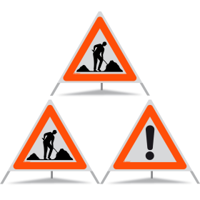 TRIOPAN Faltsignal 90 R1 Reflektierend Kombi mit Etui (2x Baustelle - Andere Gefahren)