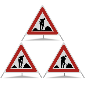 TRIOPAN Faltsignal 90 R2 Retro-reflektierend mit Etui (3x Baustelle)